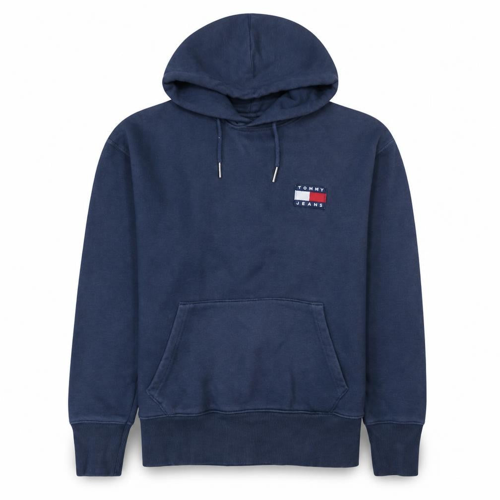 Tommy Jeans Mens Blue Pullover Hoodie Small Logo Fleece Sweatshirt