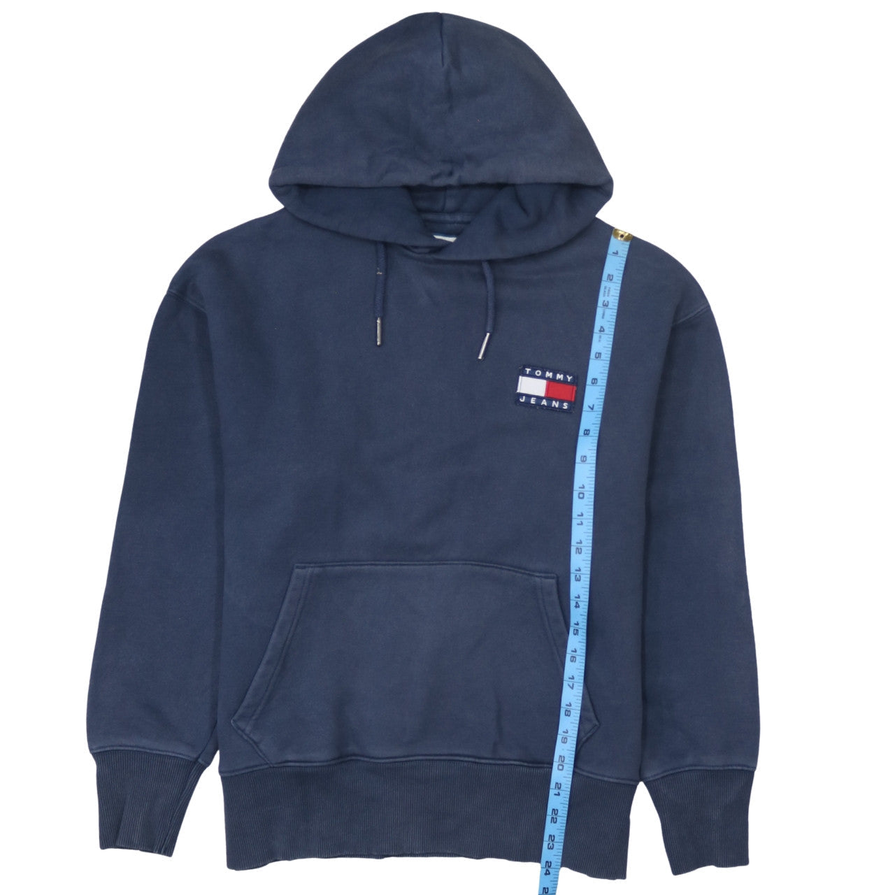 Tommy Jeans Mens Blue Pullover Hoodie Small Logo Fleece Sweatshirt