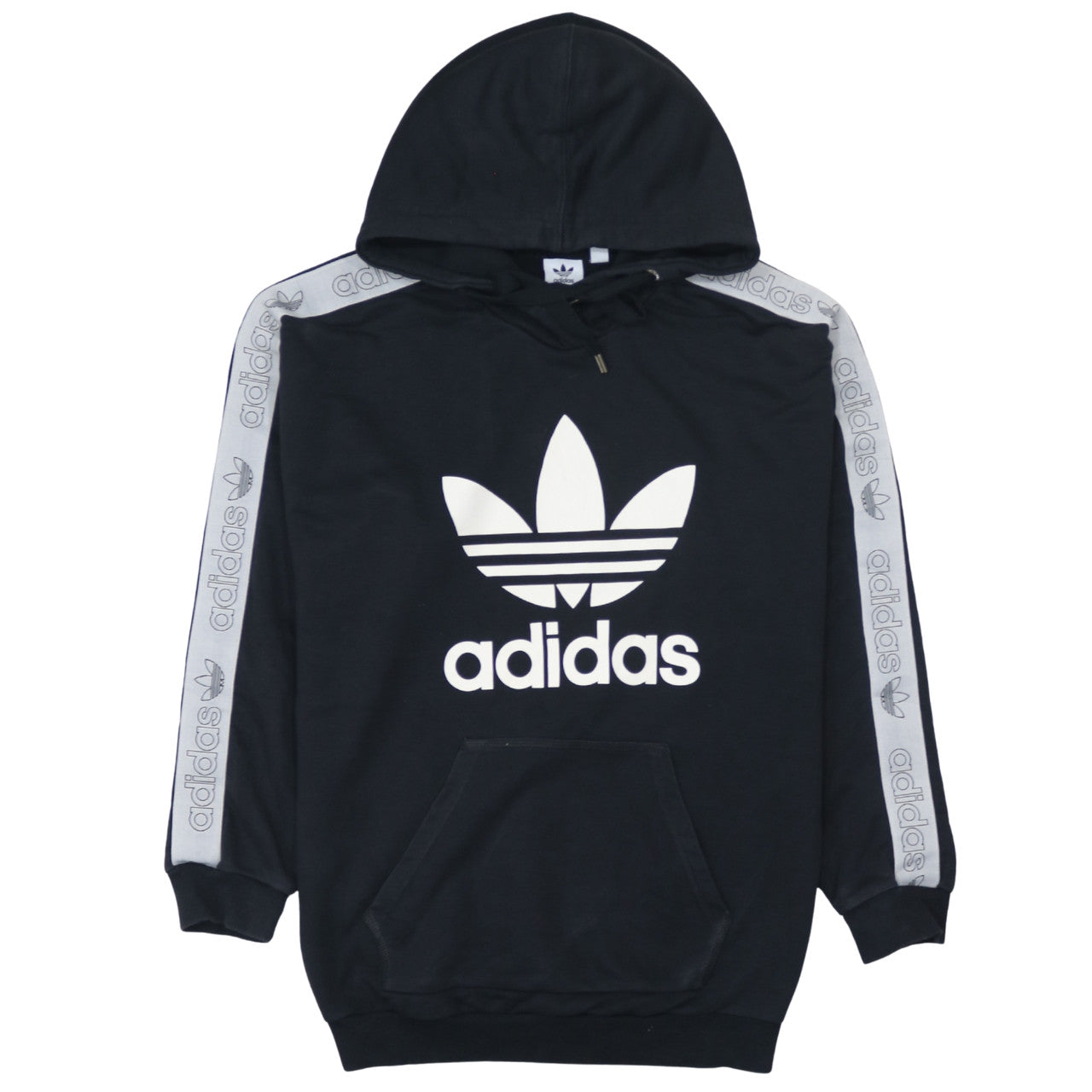 Adidas Womens Black Logo Pullover Hoodie Size 12 Hooded Sweatshirt