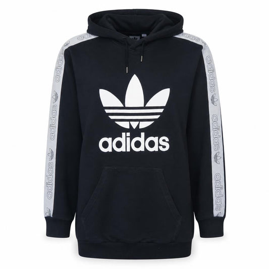 Adidas Womens Black Logo Pullover Hoodie Size 12 Hooded Sweatshirt