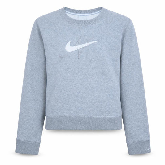 Front view of Nike girls’ grey crew neck pullover sweatshirt 12 years