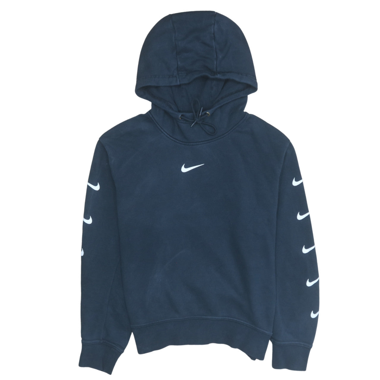 Nike Women's Navy Blue Hooded Pullover Sweatshirt L Logo Print