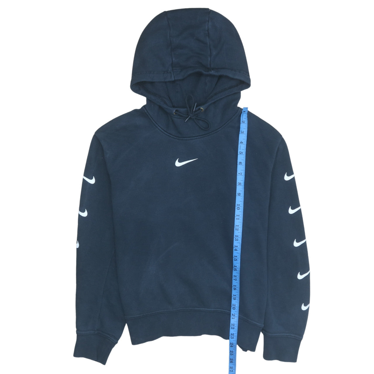 Nike Women's Navy Blue Hooded Pullover Sweatshirt L Logo Print