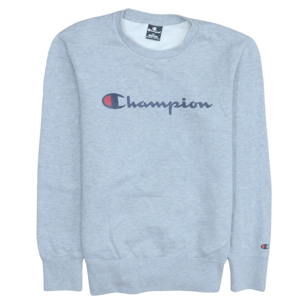 Champion Men's Grey Pullover Sweatshirt Medium Logo Fleece