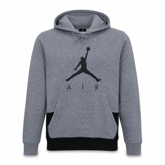 Front view of Jordan Men's Grey Pullover Hoodie M Sports Logo Fleece
