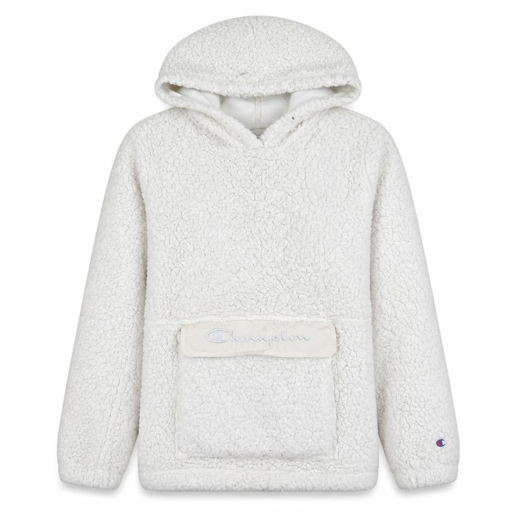 Champion Women’s Ivory Sherpa Pullover Hoodie Size M Fleece Lined Casual