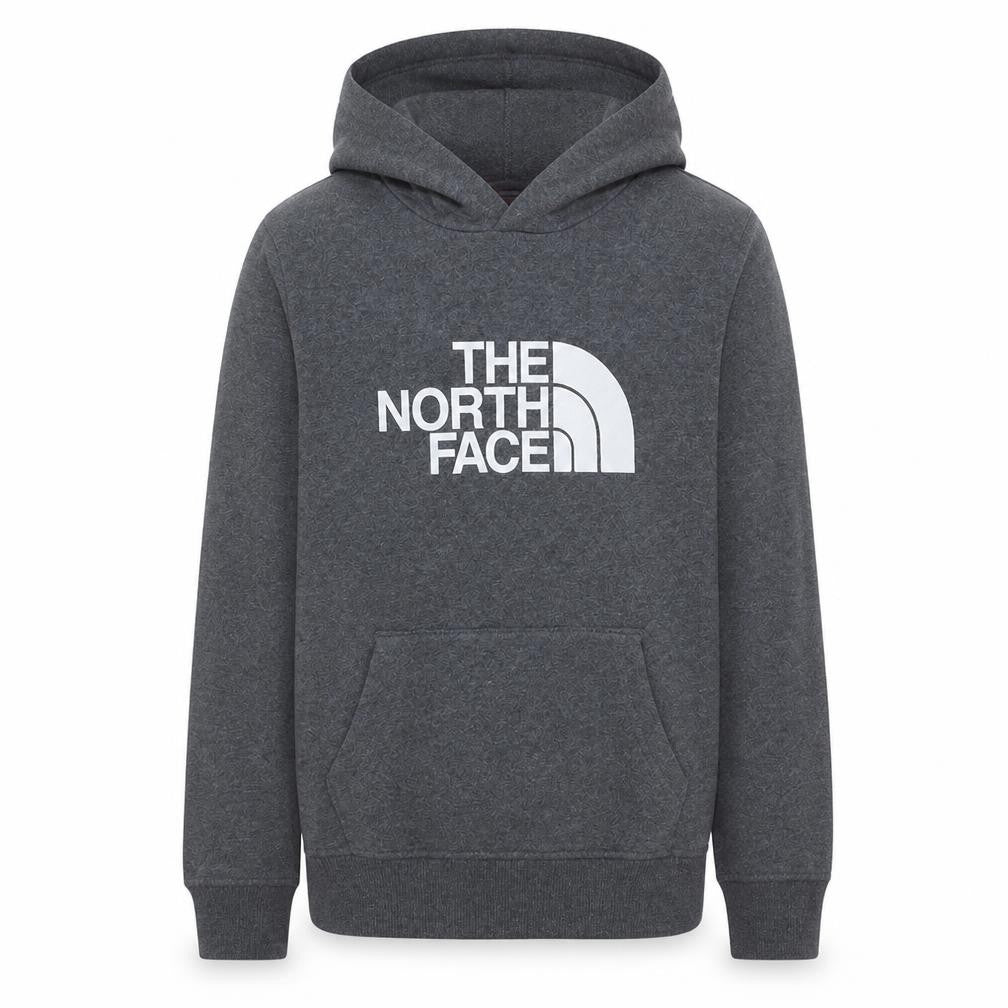 The North Face Boys Grey Pullover Hoodie L Logo Graphic Cotton Blend