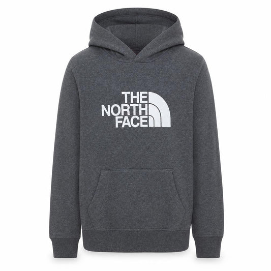 The North Face Boys Grey Pullover Hoodie L Logo Graphic Cotton Blend