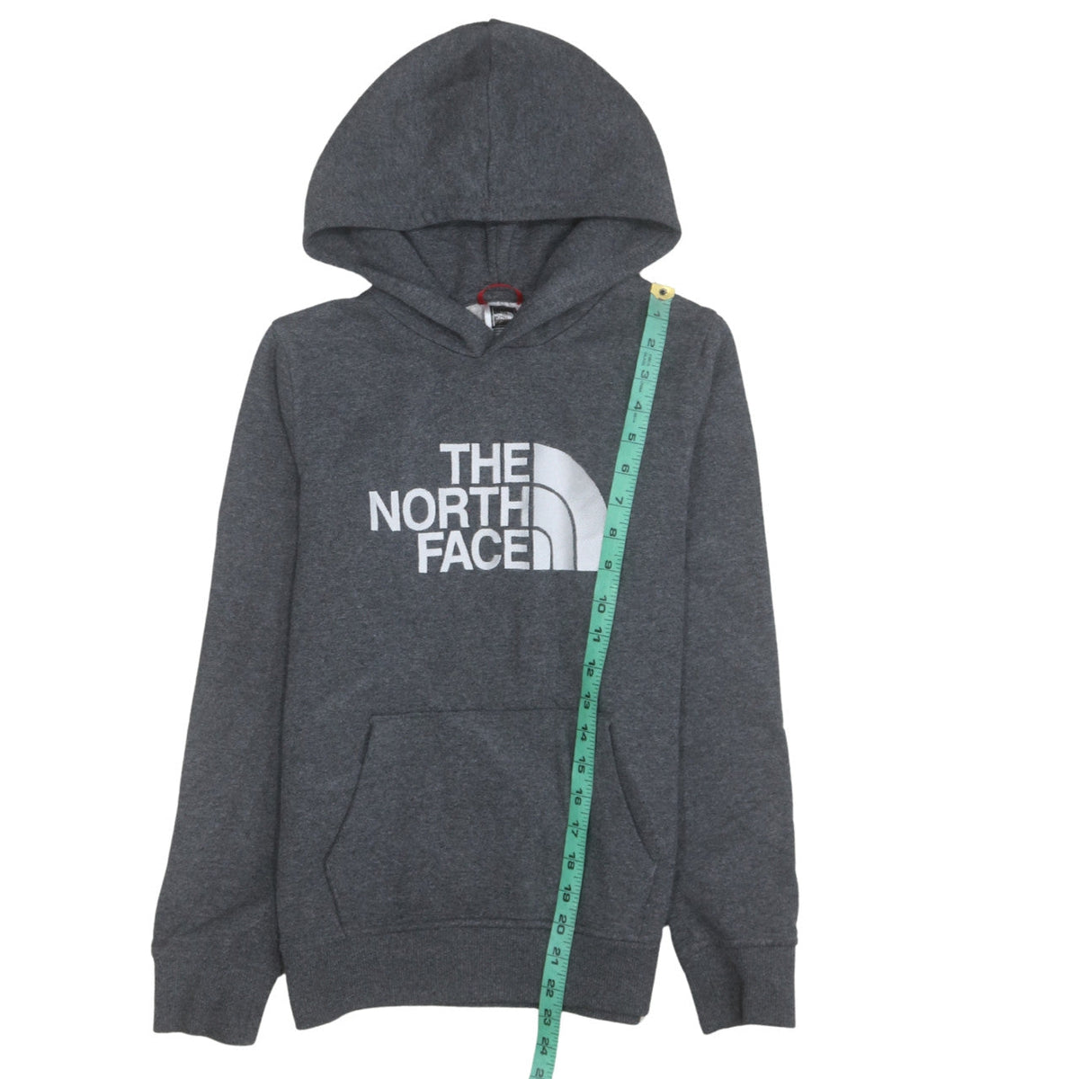 The North Face Boys Grey Pullover Hoodie L Logo Graphic Cotton Blend