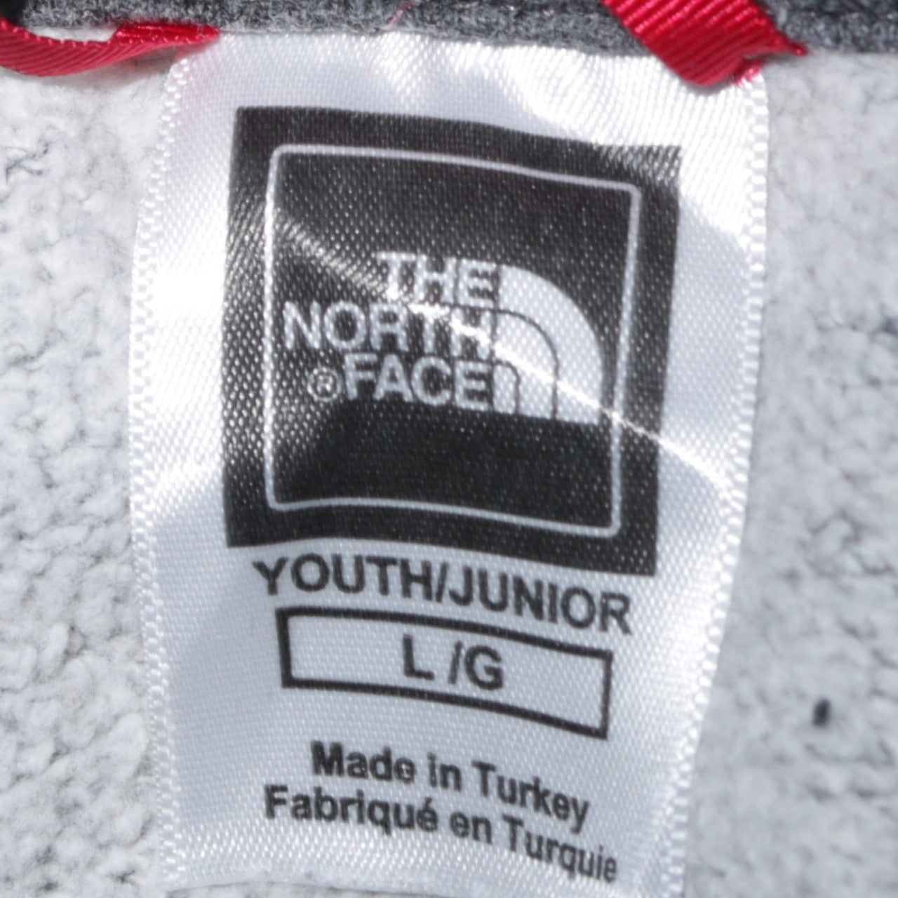 The North Face Boys Grey Pullover Hoodie L Logo Graphic Cotton Blend
