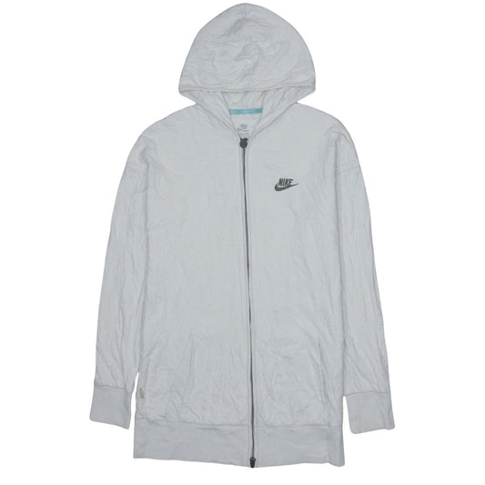 Nike Men’s White Full Zip Hoodie M Logo Lightweight Sportswear