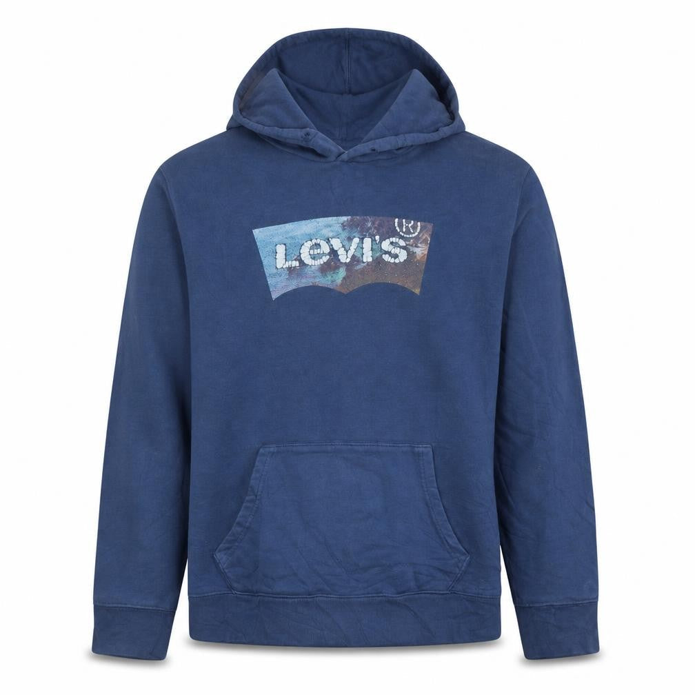 Levi's Men's Blue Pullover Hoodie L Logo Graphic Sweatshirt