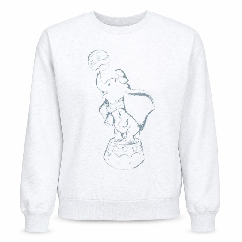Disney Women White Dumbo Sweatshirt Size 10/12 Pullover Crew Neck