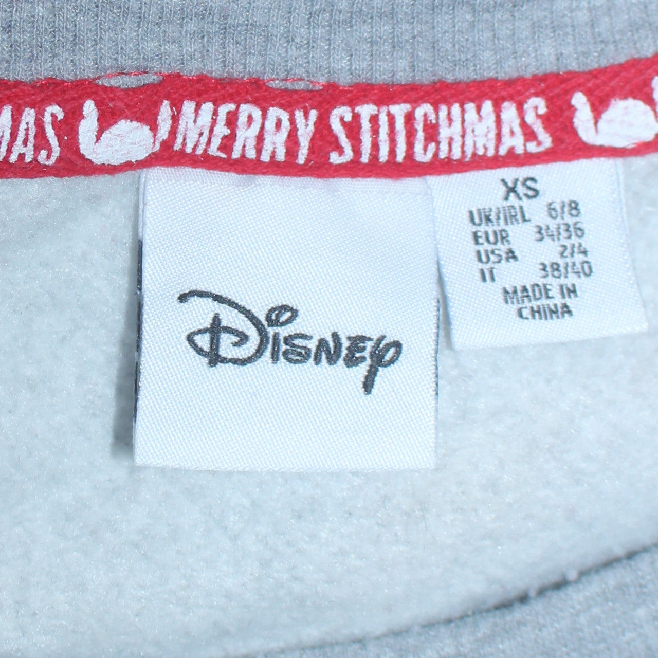 Disney Womens Grey Stitch Christmas Pullover Sweatshirt XS