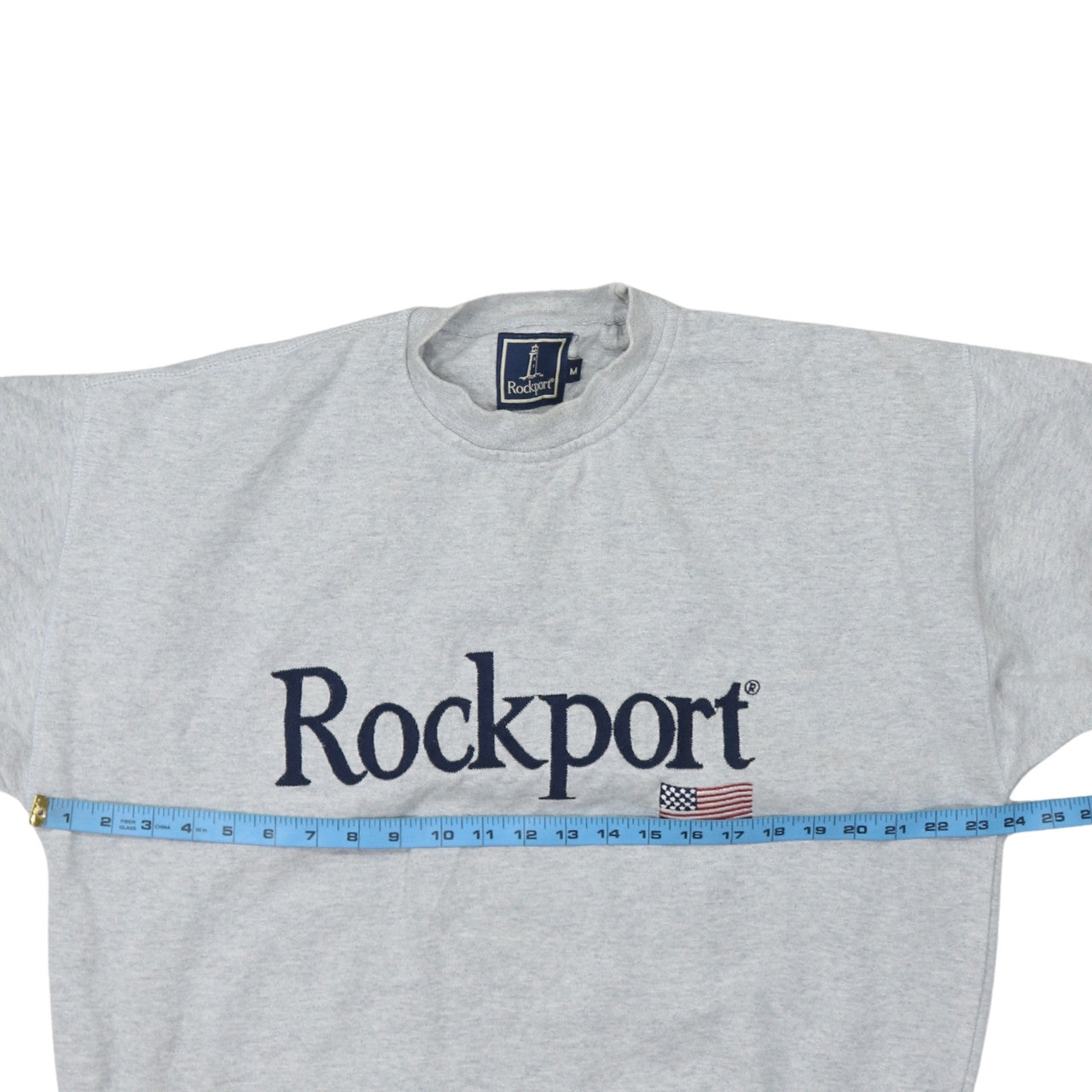 Rockport Men's Grey Crew Neck Embroidered Logo Cotton Sweatshirt M