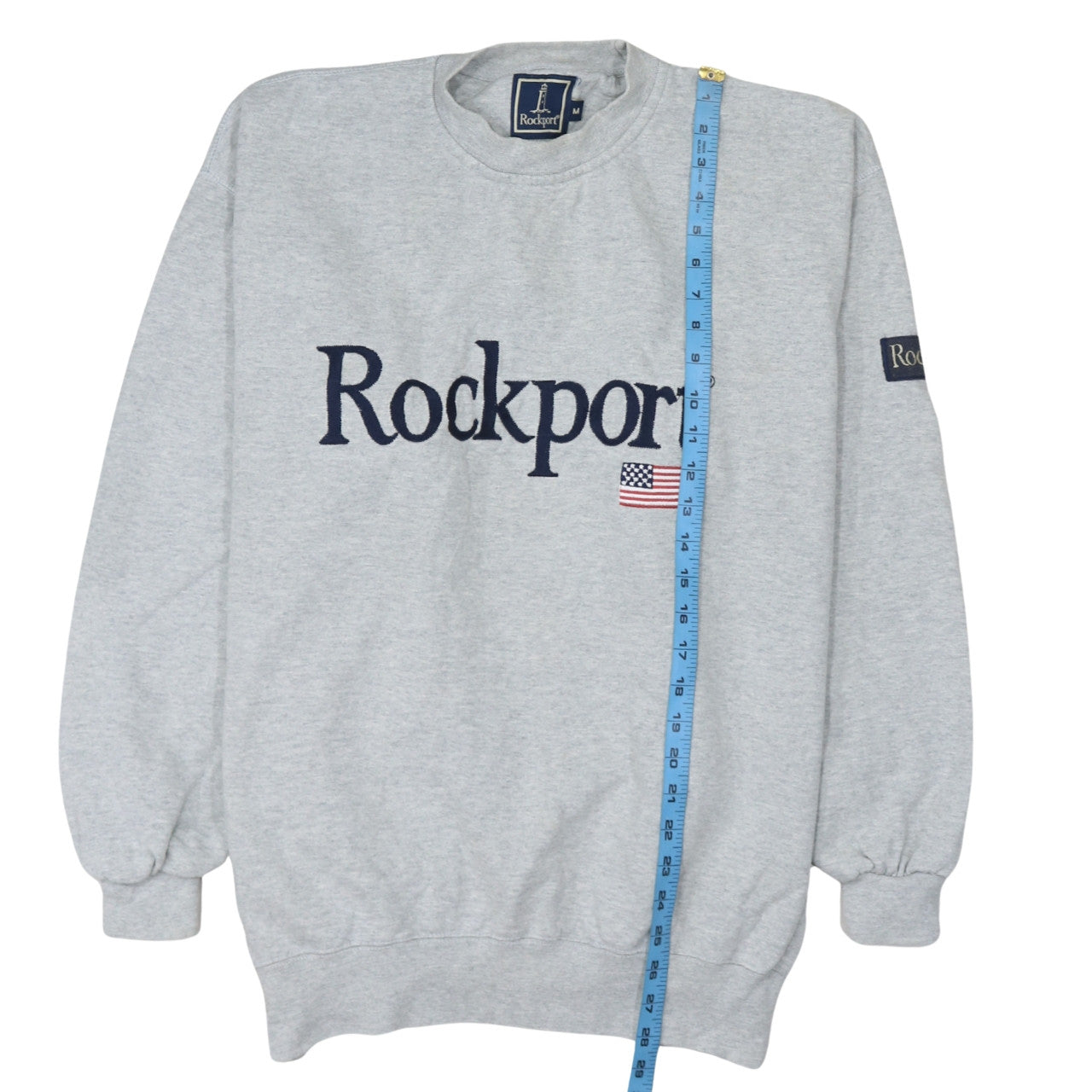 Rockport Men's Grey Crew Neck Embroidered Logo Cotton Sweatshirt M