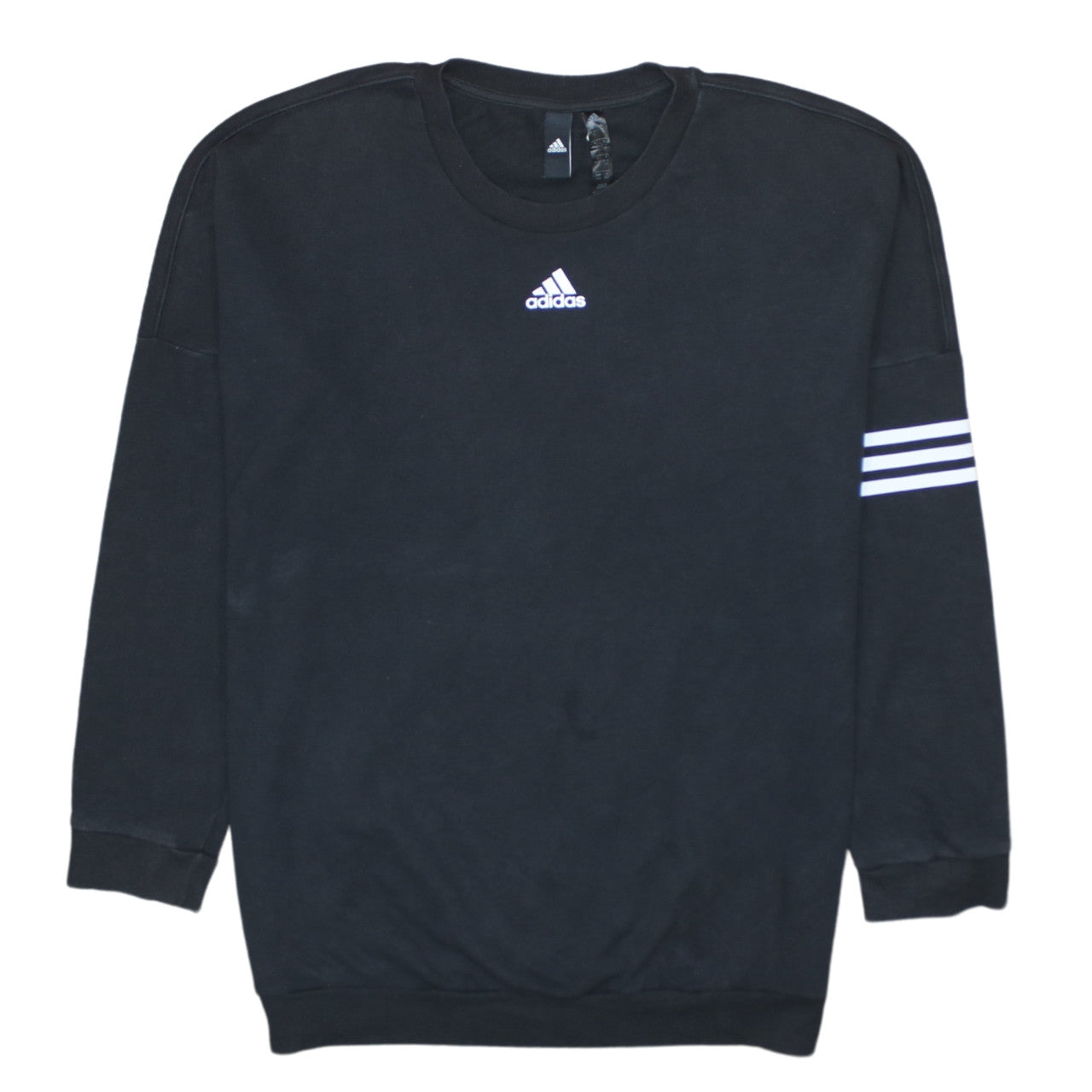 Adidas Womens Black Crew Neck Pullover Sweatshirt Size M 12-14