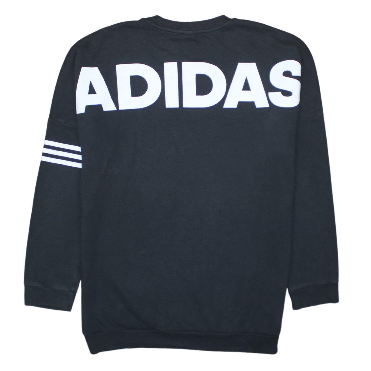 Adidas Womens Black Crew Neck Pullover Sweatshirt Size M 12-14