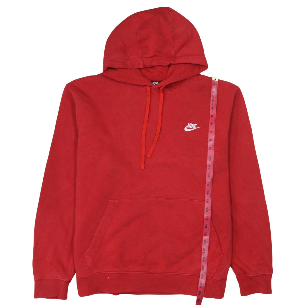 Nike Men's Red XL Pullover Hoodie with Logo and Kangaroo Pocket