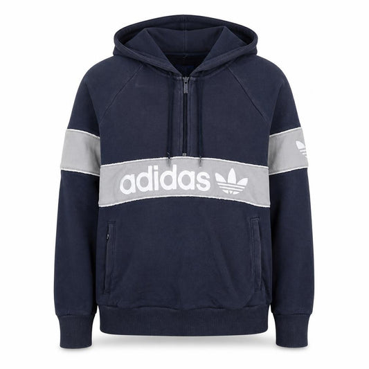 Adidas Womens Navy Grey Hooded Pullover Sweatshirt UK 12