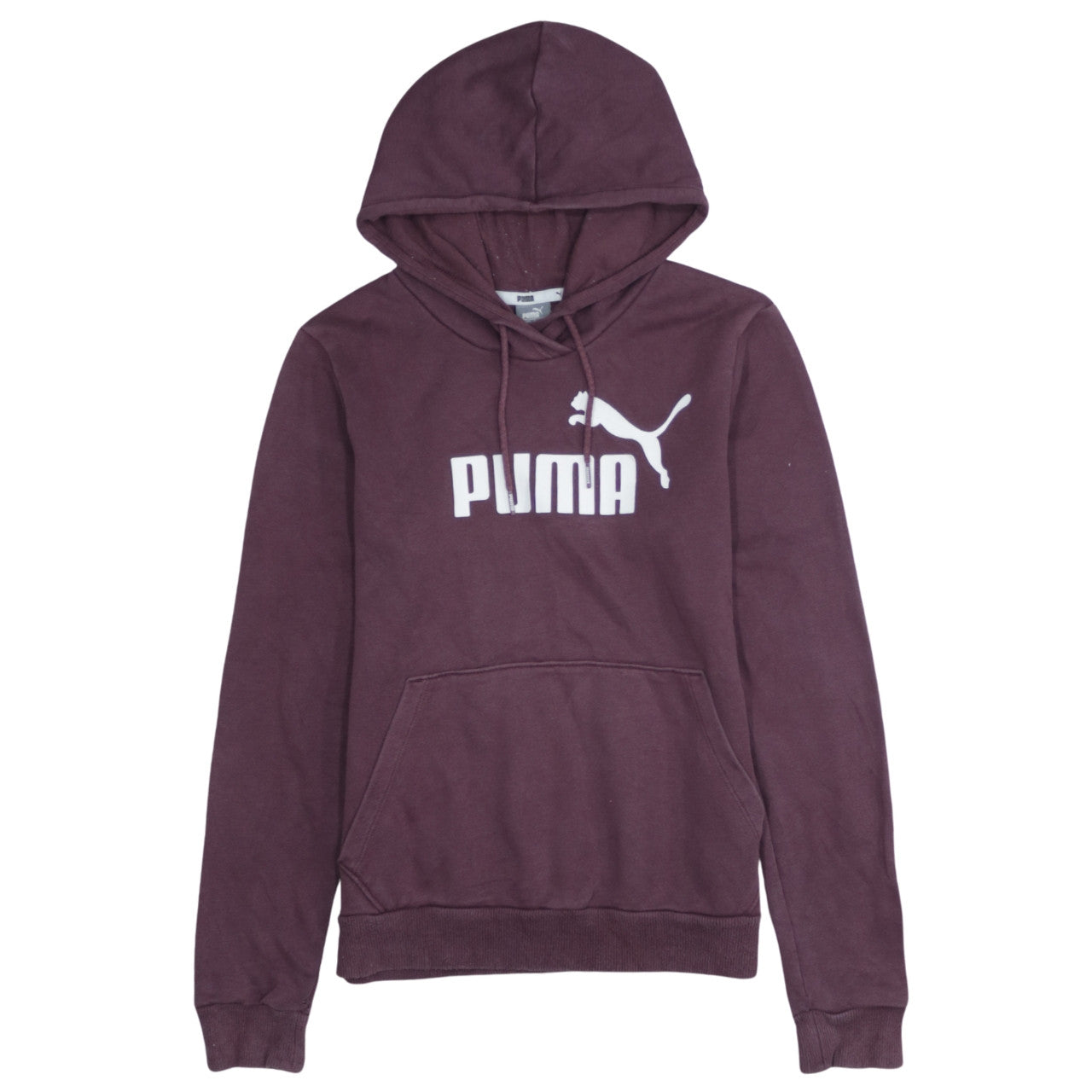 Puma Women's Burgundy Pullover Hoodie Size 10 Logo Cotton Blend