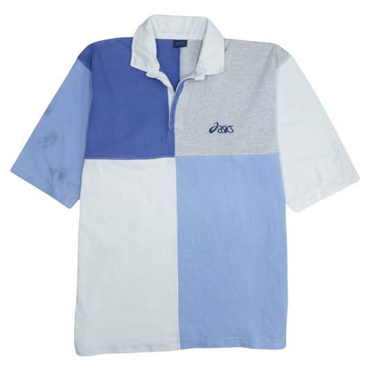 Asics Men’s Multicoloured Colourblock Cotton Polo Shirt L Retro Style
