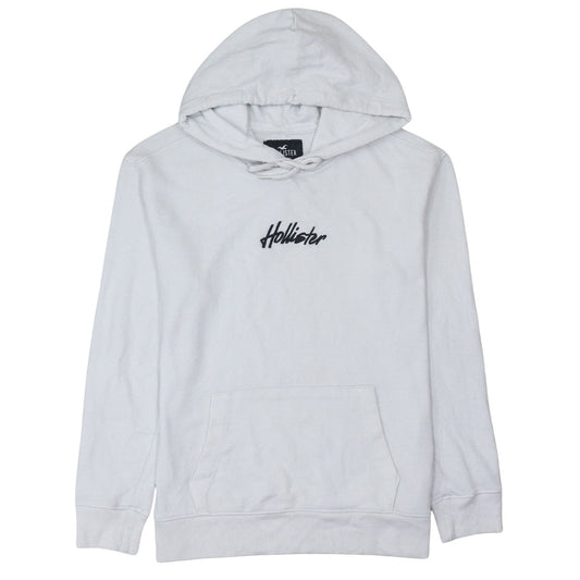 Hollister Mens White Pullover Hoodie XS Logo Embroidered Fleece