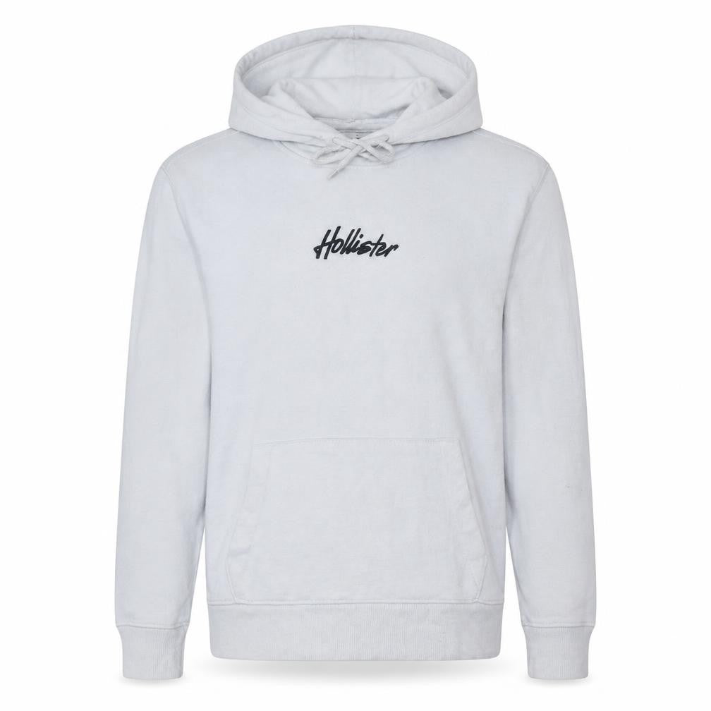 Hollister Mens White Pullover Hoodie XS Logo Embroidered Fleece