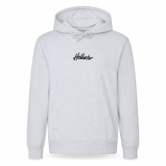Hollister Mens White Pullover Hoodie XS Logo Embroidered Fleece