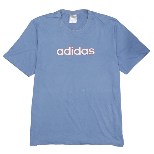 adidas Men's Blue Logo Short Sleeve Cotton T-Shirt Size L