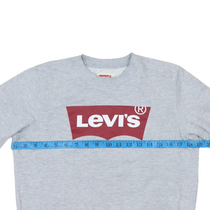 Back view of Levi's boys’ grey sweatshirt 16 years crew neck logo pullover