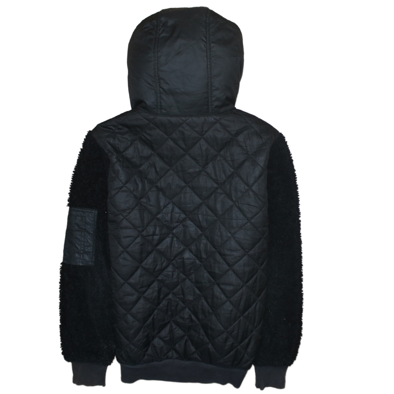 Adidas Womens Black Faux Fur Hooded Quilted Bomber Jacket Size 8