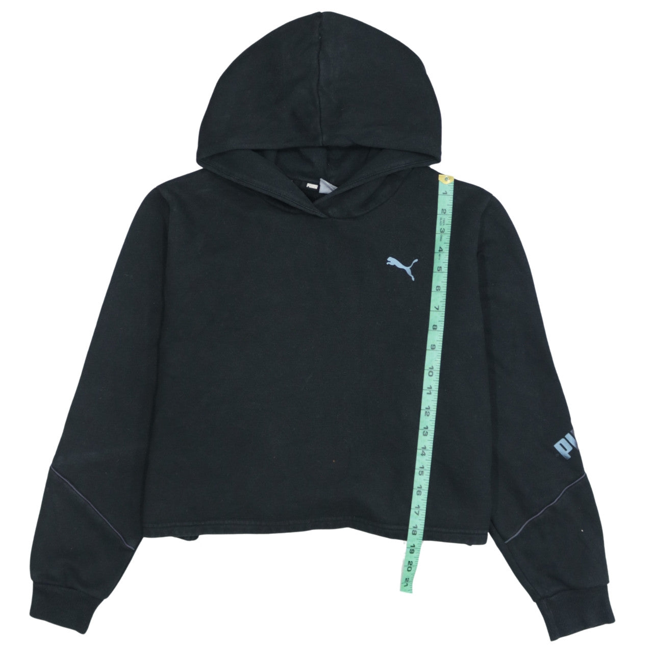 Puma Women's Black Cropped Pullover Hoodie Size 10 L Logo Detail