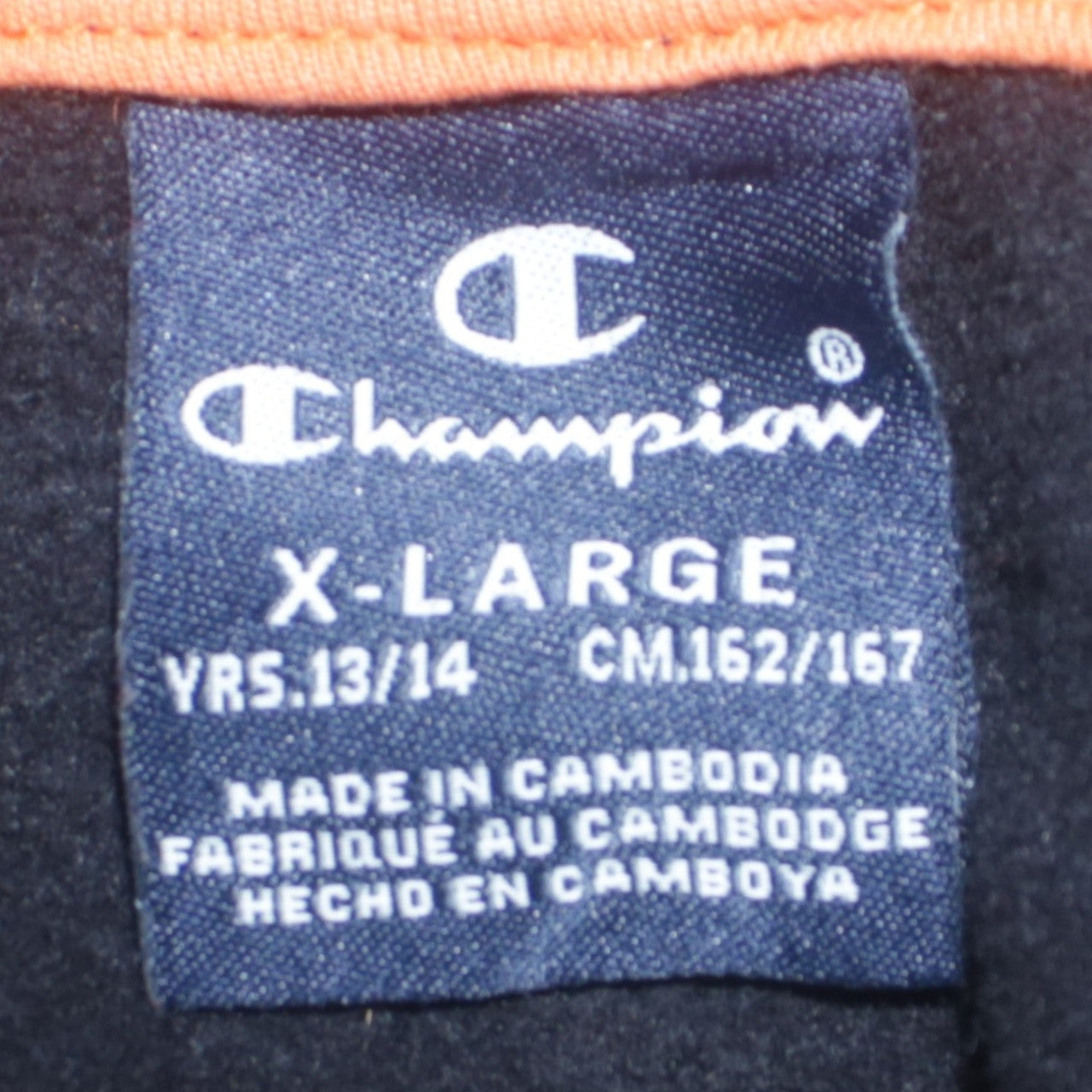 Champion Boys Black Orange Colourblock Pullover Hoodie Size 13-14 Years