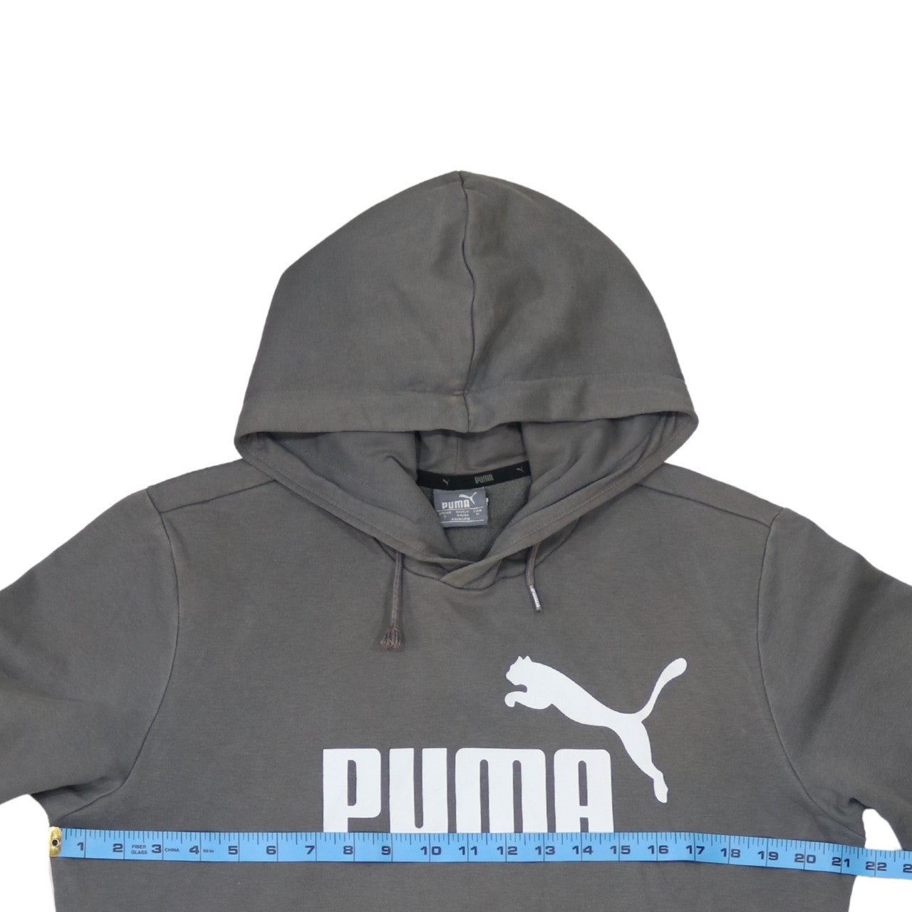 Puma Men's Grey Pullover Hoodie S Regular Fit Logo Sportswear