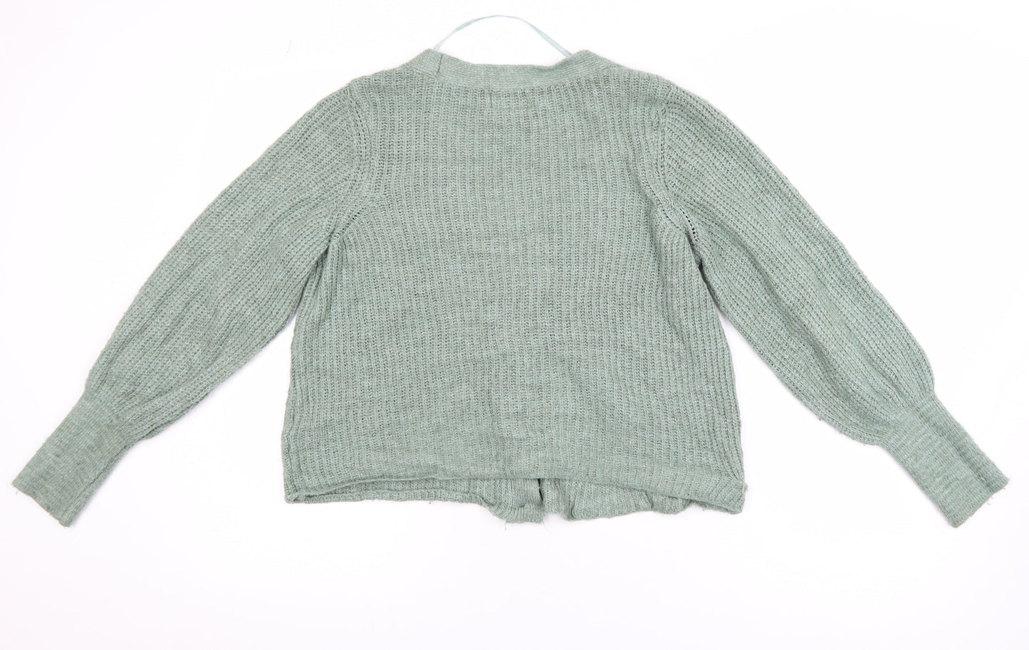 ONLY Women’s Green Chunky Knit V-Neck Balloon Sleeve Cardigan M