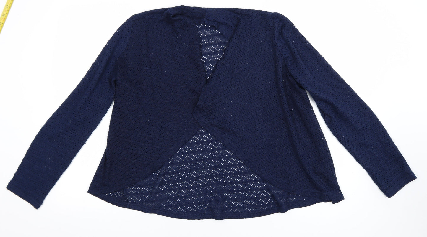 Oasis Women Navy Blue Open Knit Cardigan Small Long Sleeve