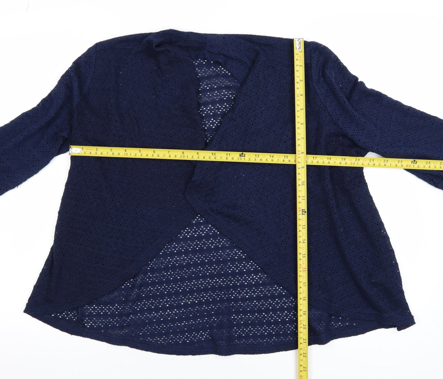 Oasis Women Navy Blue Open Knit Cardigan Small Long Sleeve