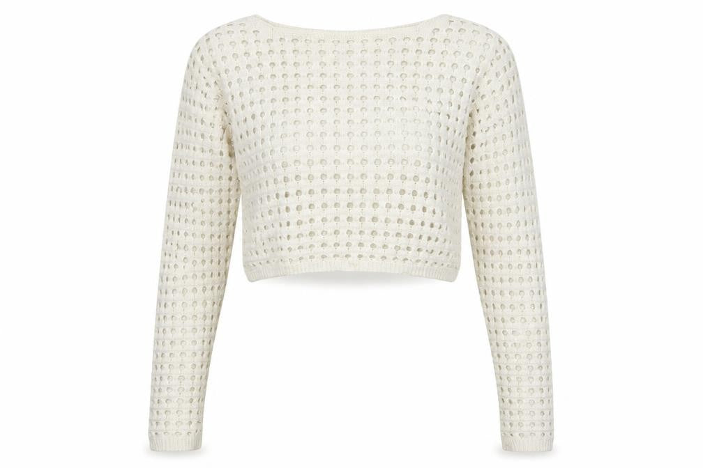 Pink Vanilla Women Ivory Open-Knit Pullover Jumper Size S