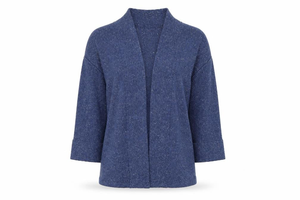 White Stuff Women Blue Cotton Wool Open Cardigan UK 10