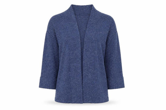 White Stuff Women Blue Cotton Wool Open Cardigan UK 10