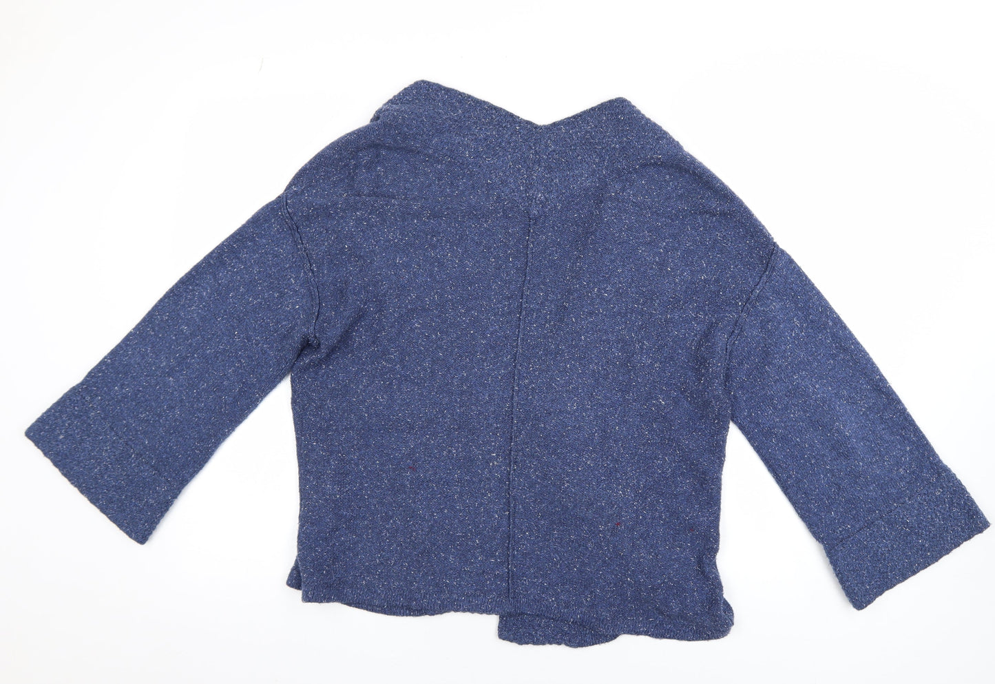 White Stuff Women Blue Cotton Wool Open Cardigan UK 10