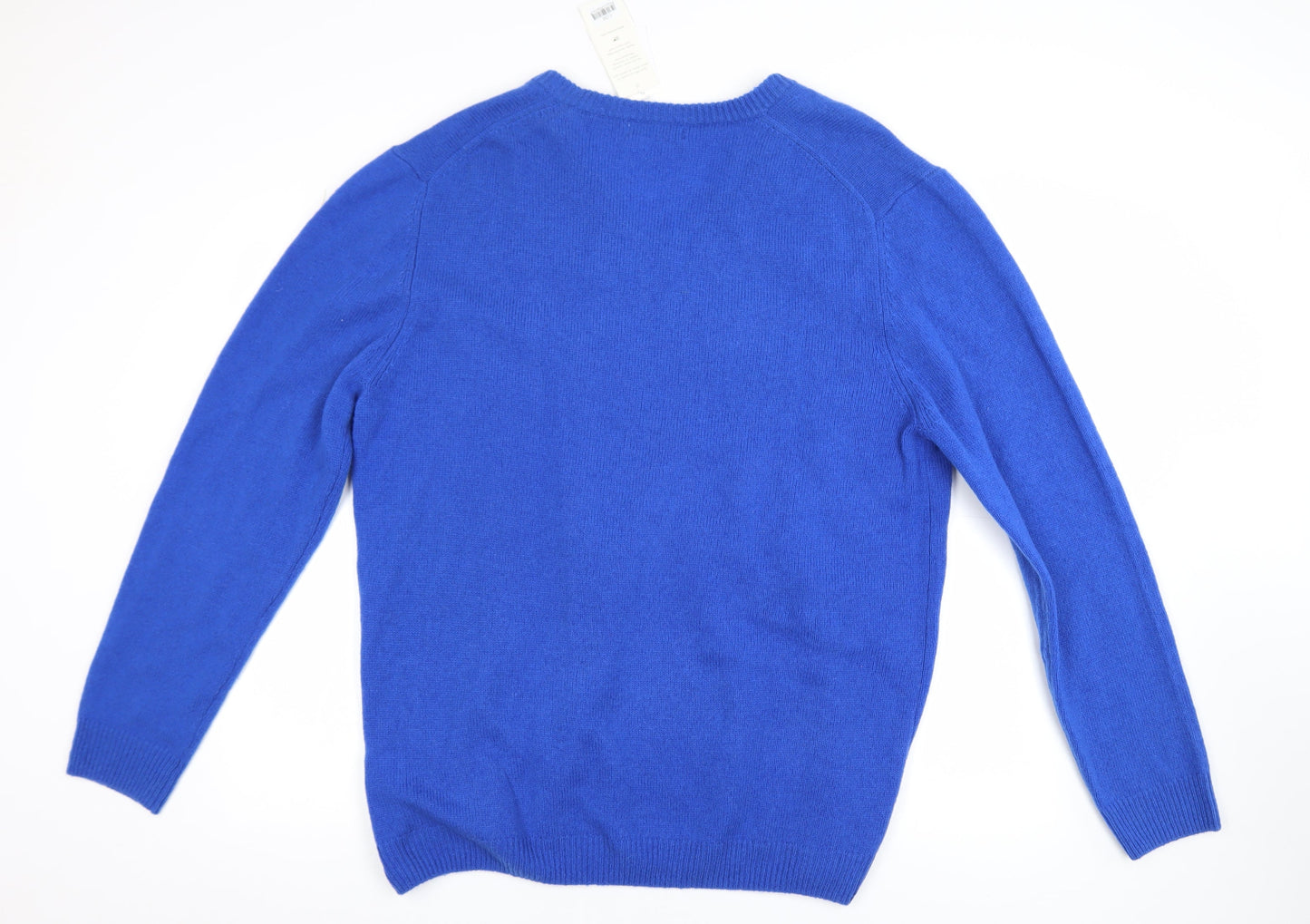 WoolOvers Men’s Blue V-Neck Lambswool Jumper L