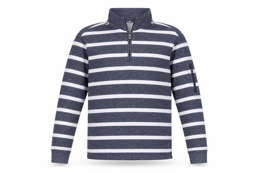 Marks & Spencer Blue Harbour Men's Blue Striped Quarter Zip Sweatshirt S