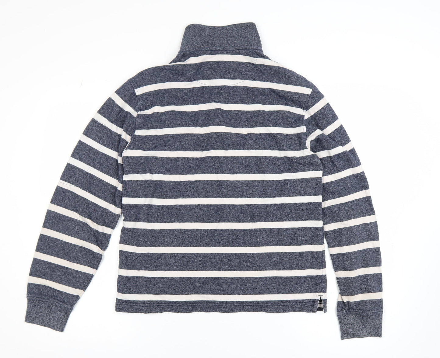 Marks and Spencer Blue Harbour Men's Blue Striped Quarter Zip Sweatshirt S