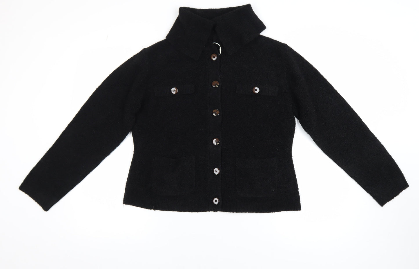 Marks and Spencer Womens Black Wool Blend Buttoned Jacket M