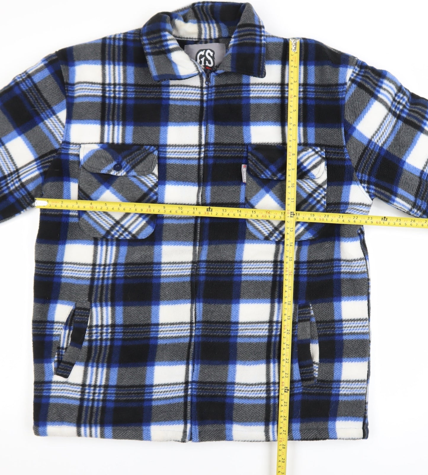 G-Street Men’s Blue Check Fleece Zip Jacket Size M