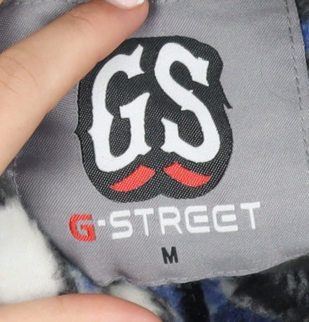 G-Street Men’s Blue Check Fleece Zip Jacket Size M