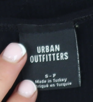 Urban Outfitters Women's Black Cropped V-Neck Long Sleeve Top S