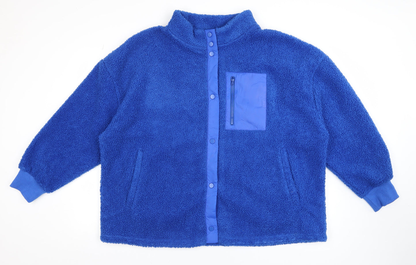 Simply Be Women's Blue Fleece Jacket Size 22 Relaxed Fit Casual Outerwear